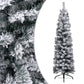 Kerstboom Met Led's En Sneeuwvlokken Smal 150 Cm Pvc Groen