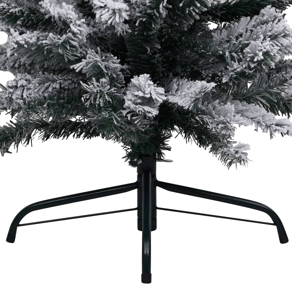 Kerstboom Met Led's En Sneeuwvlokken Smal 150 Cm Pvc Groen