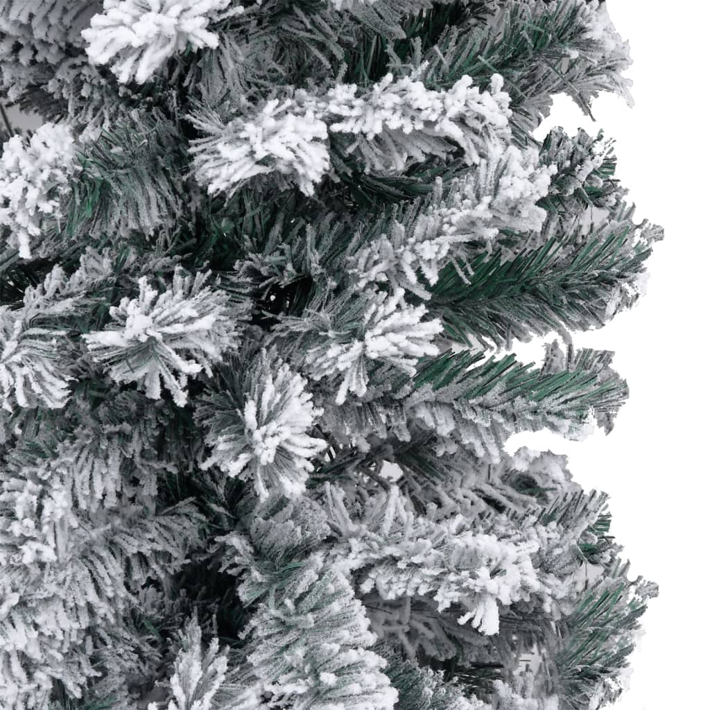 Kerstboom Met Led's En Sneeuwvlokken Smal 180 Cm Pvc Groen
