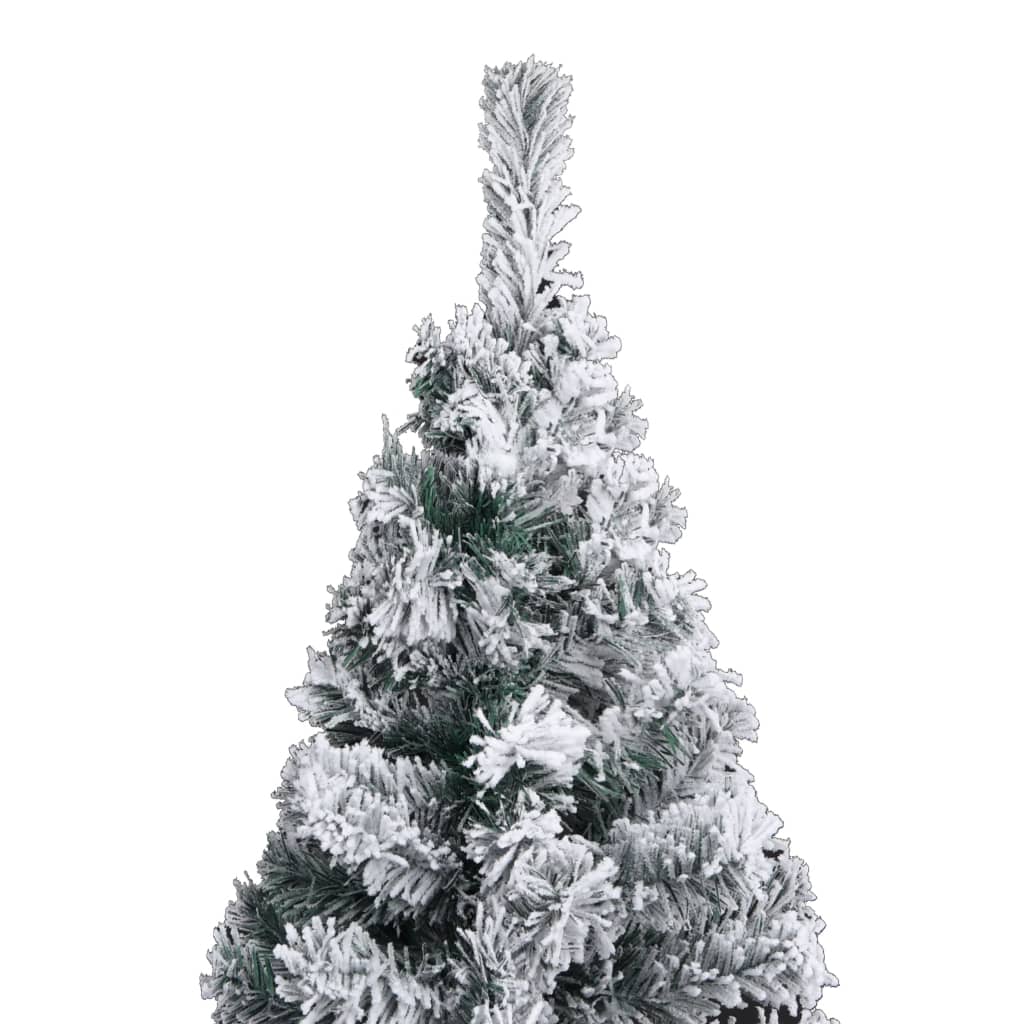 Kerstboom Met Led's En Sneeuwvlokken Smal 210 Cm Pvc Groen