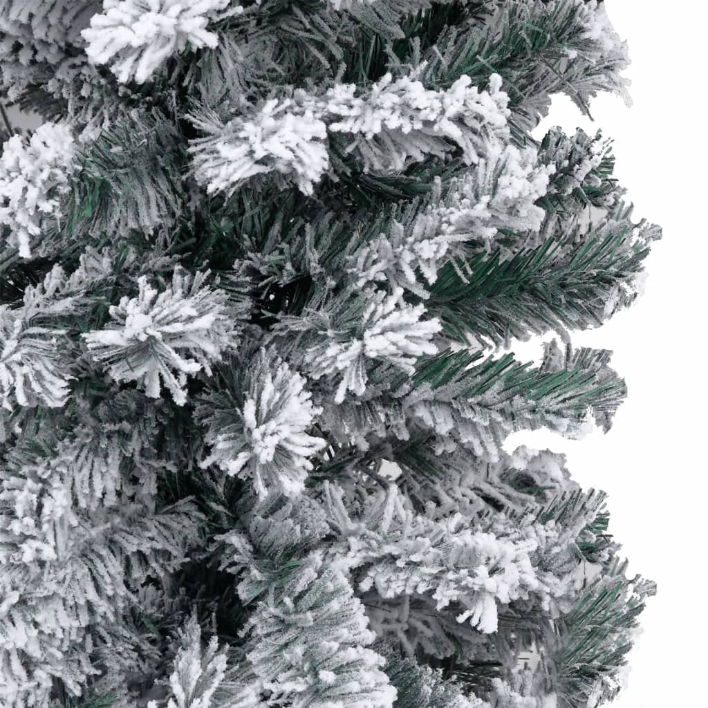 Kerstboom Met Led's En Sneeuwvlokken Smal 210 Cm Pvc Groen