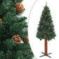 Kerstboom Met Led's En Hout En Dennenappels Smal 150 Cm Groen
