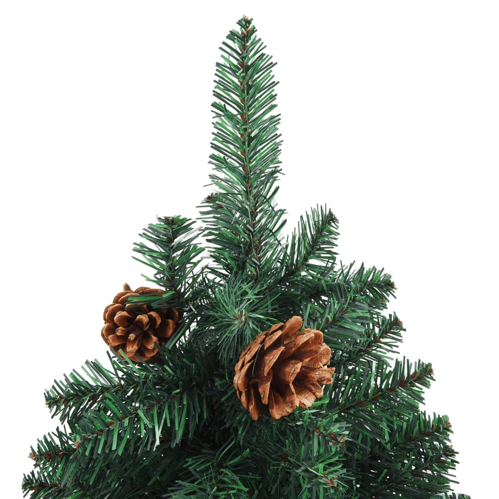 Kerstboom Met Led's En Hout En Dennenappels Smal 150 Cm Groen