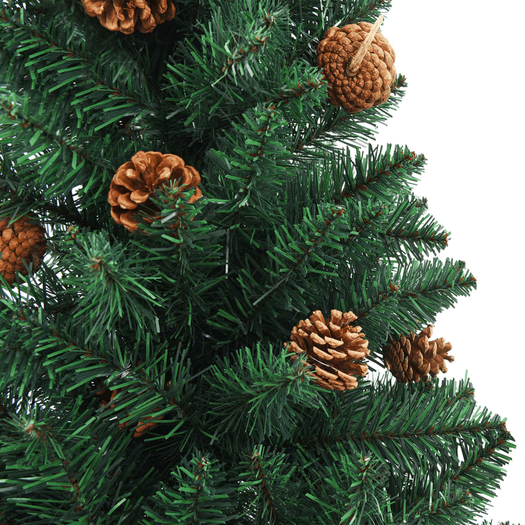 Kerstboom Met Led's En Hout En Dennenappels Smal 180 Cm Groen