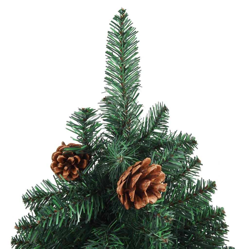 Kerstboom Met Led's En Hout En Dennenappels Smal 180 Cm Groen