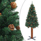 Kerstboom Met Led's En Hout En Dennenappels Smal 210 Cm Groen