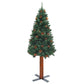 Kerstboom Met Led's En Hout En Dennenappels Smal 210 Cm Groen