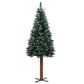 Kerstboom Met Led's En Hout En Witte Sneeuw Smal 150 Cm Groen
