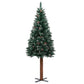 Kerstboom Met Led's En Hout En Witte Sneeuw Smal 180 Cm Groen