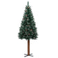 Kerstboom Met Led's En Hout En Witte Sneeuw Smal 210 Cm Groen