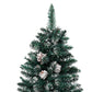 Kerstboom Met Led's En Hout En Witte Sneeuw Smal 210 Cm Groen