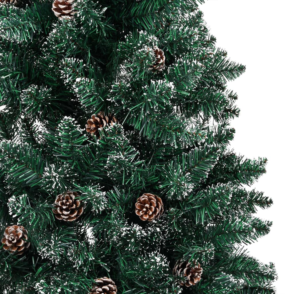 Kerstboom Met Led's En Hout En Witte Sneeuw Smal 210 Cm Groen