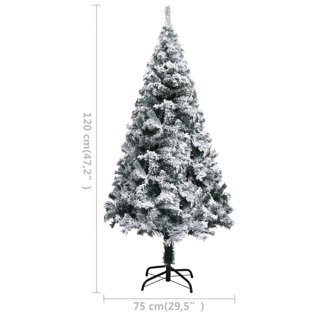 Kunstkerstboom Met Led's En Sneeuwvlokken 120 Cm Groen