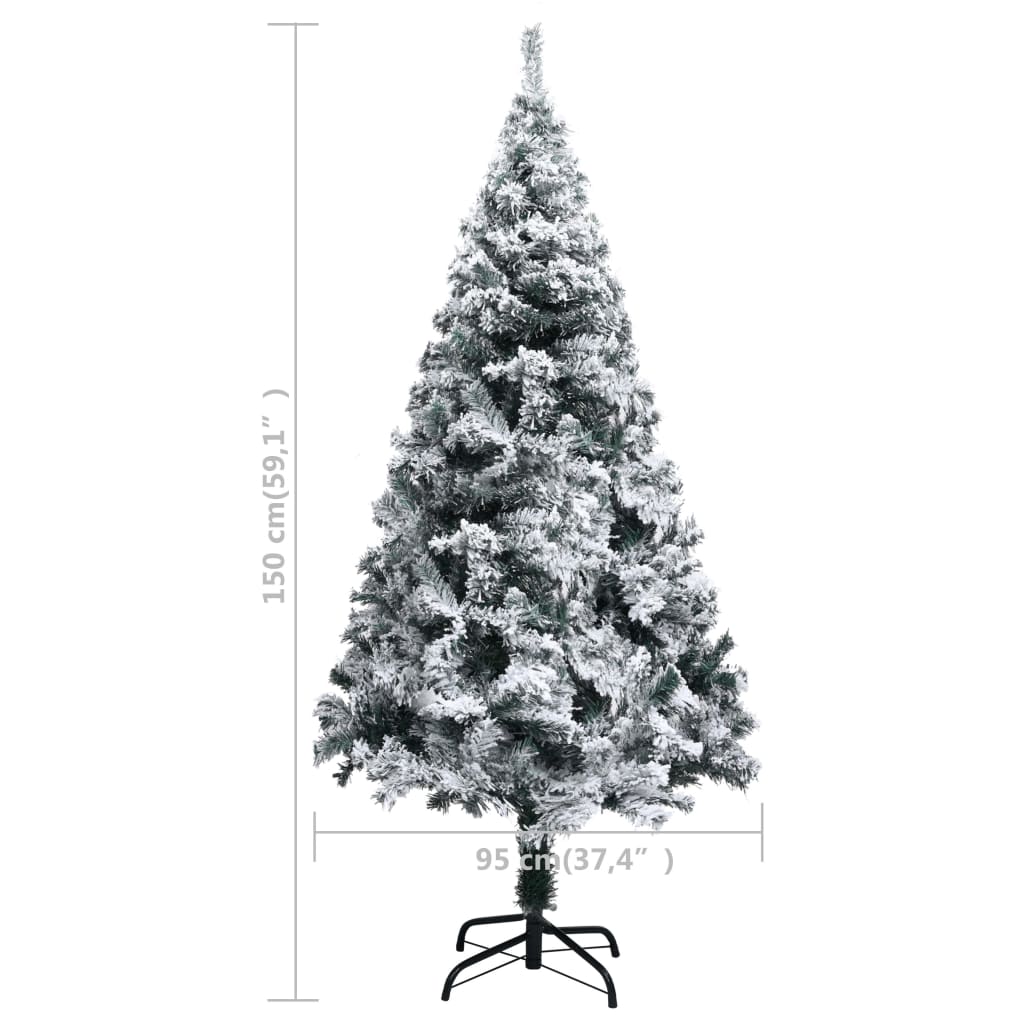 Kunstkerstboom Met Led's En Sneeuwvlokken 150 Cm Groen