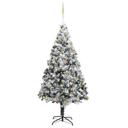 Kunstkerstboom Met Led's, Kerstballen En Sneeuw 300 Cm Groen