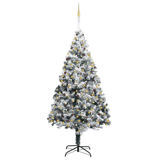 Kunstkerstboom Met Led's, Kerstballen En Sneeuw 300 Cm Groen