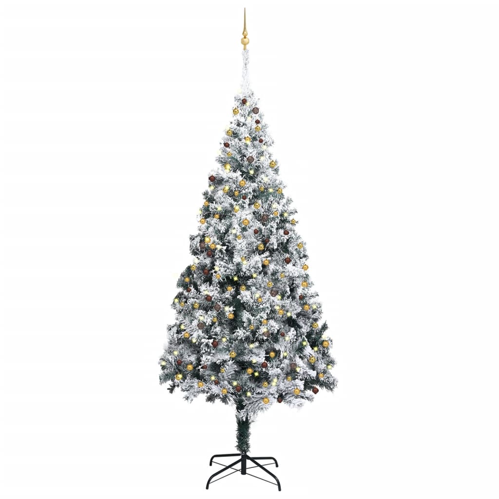 Kunstkerstboom Met Led's, Kerstballen En Sneeuw 400 Cm Groen