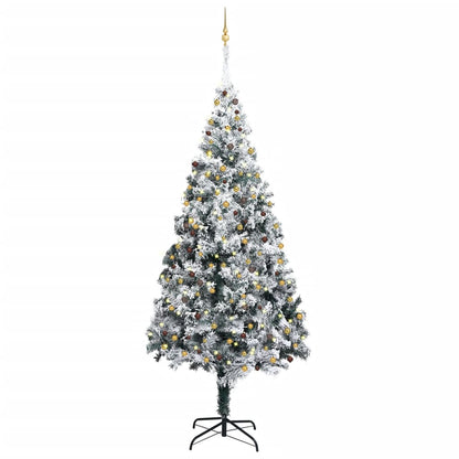 Kunstkerstboom Met Led's, Kerstballen En Sneeuw 400 Cm Groen