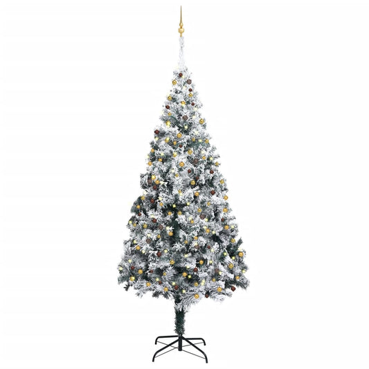 Kunstkerstboom Met Led's, Kerstballen En Sneeuw 400 Cm Groen