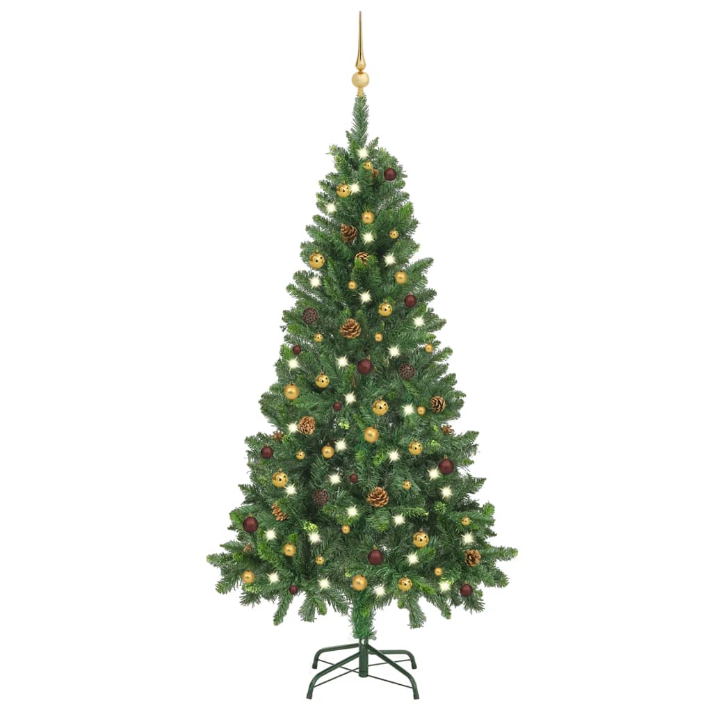 Kunstkerstboom Met Led's En Kerstballen 150 Cm Groen