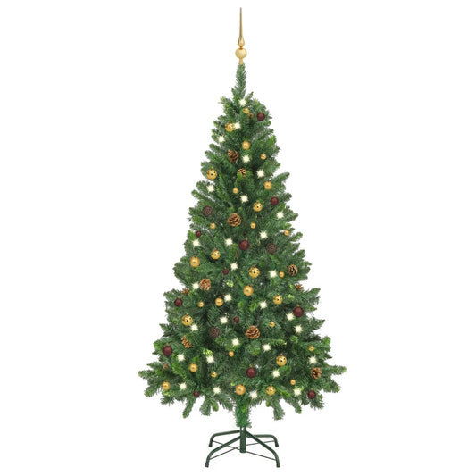 Kunstkerstboom Met Led's En Kerstballen 150 Cm Groen