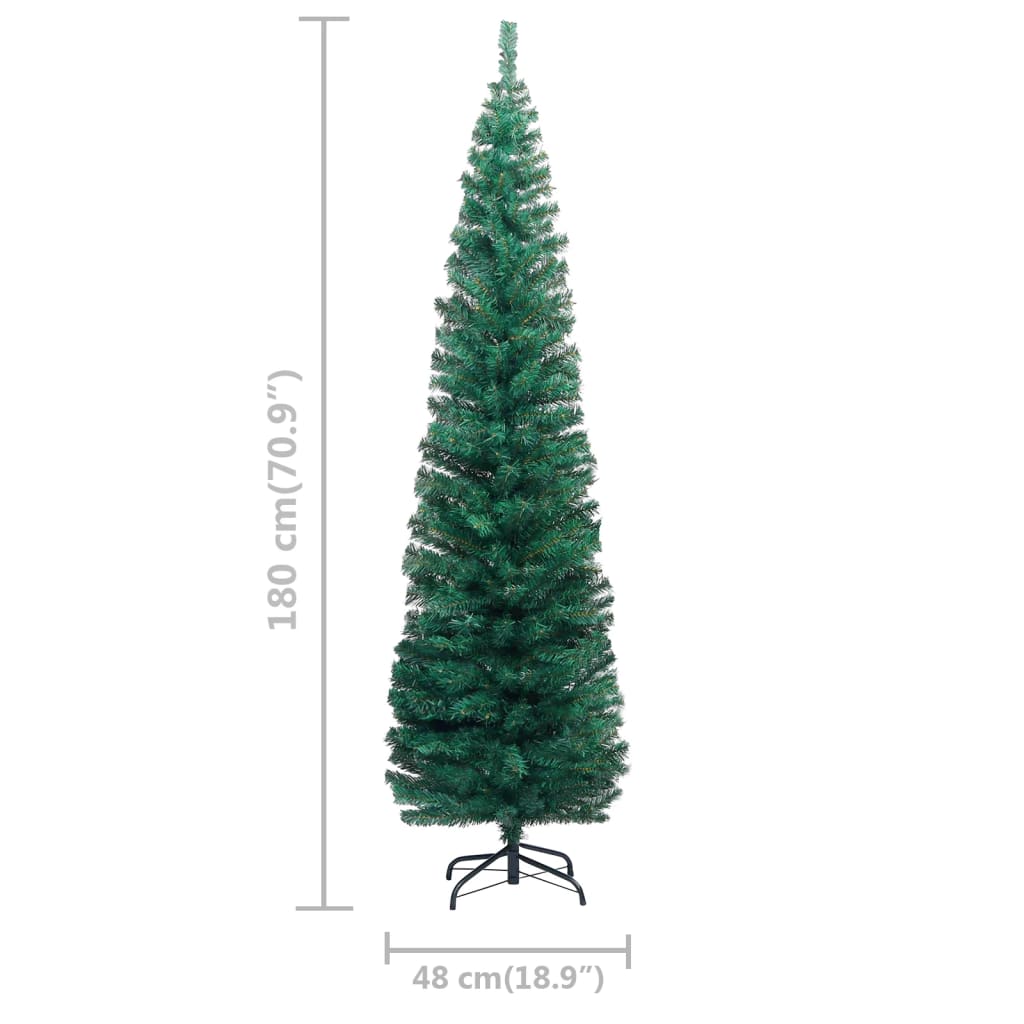 Kunstkerstboom Met Led's En Kerstballen Smal 180 Cm Groen