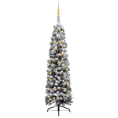 Kunstkerstboom Met Led's En Kerstballen Smal 180 Cm Groen