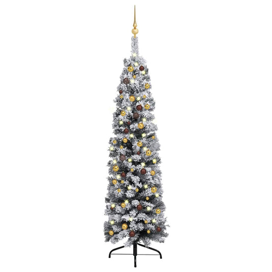 Kunstkerstboom Met Led's En Kerstballen Smal 180 Cm Groen