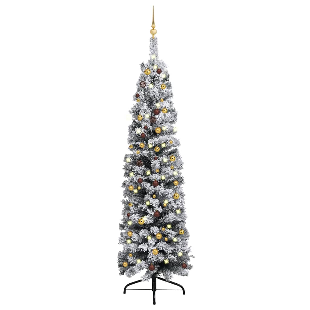 Kunstkerstboom Met Led's En Kerstballen Smal 240 Cm Groen