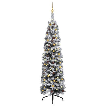 Kunstkerstboom Met Led's En Kerstballen Smal 240 Cm Groen