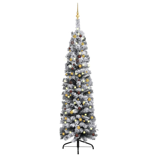 Kunstkerstboom Met Led's En Kerstballen Smal 240 Cm Groen
