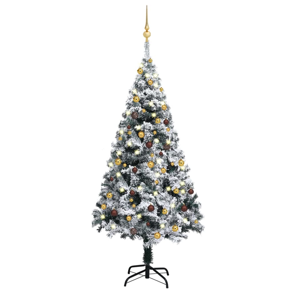 Kunstkerstboom Met Led's En Kerstballen 150 Cm Pvc Groen