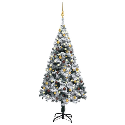 Kunstkerstboom Met Led's En Kerstballen 150 Cm Pvc Groen
