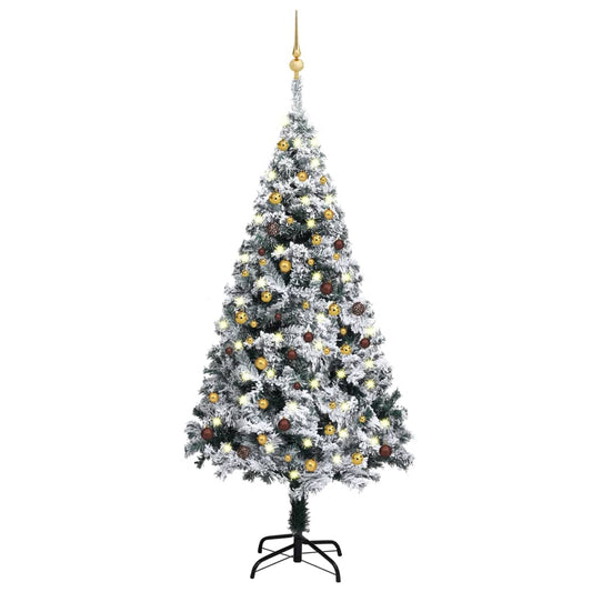 Kunstkerstboom Met Led's En Kerstballen 180 Cm Pvc Groen