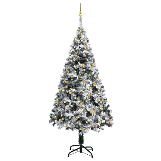 Kunstkerstboom Met Led's En Kerstballen 210 Cm Pvc Groen