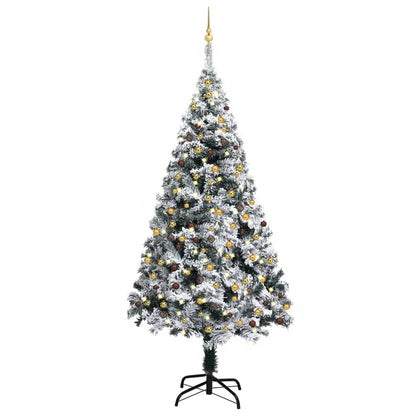 Kunstkerstboom Met Led's En Kerstballen 240 Cm Pvc Groen
