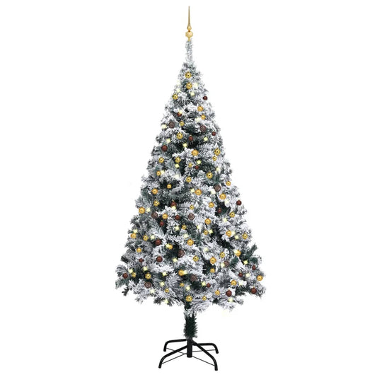 Kunstkerstboom Met Led's En Kerstballen 240 Cm Pvc Groen