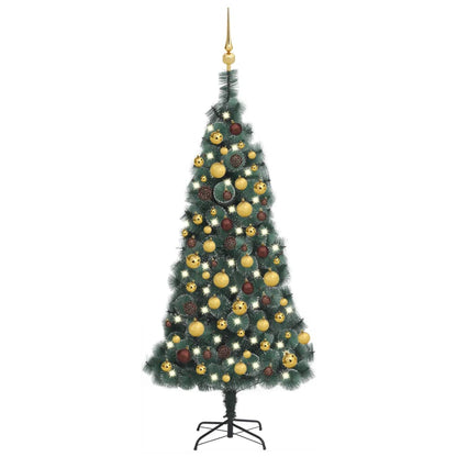 Kunstkerstboom Met Led's En Kerstballen 120 Cm Pvc En Pe Groen