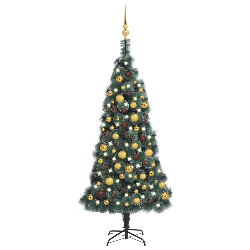 Kunstkerstboom Met Led's En Kerstballen 150 Cm Pvc En Pe Groen
