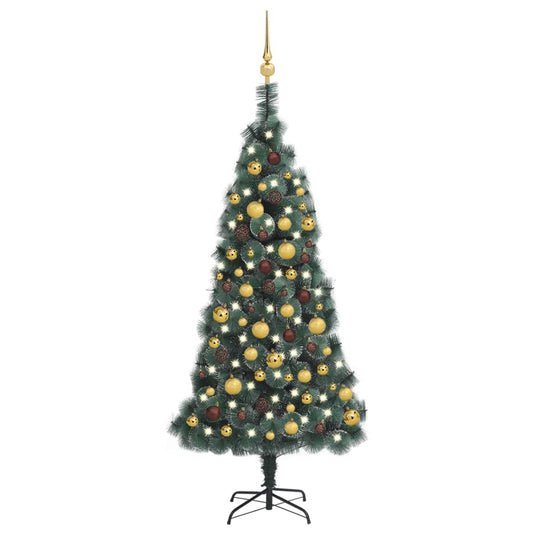 Kunstkerstboom Met Led's En Kerstballen 150 Cm Pvc En Pe Groen