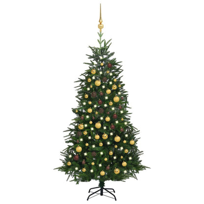 Kunstkerstboom Met Led's En Kerstballen 180 Cm Pvc En Pe Groen