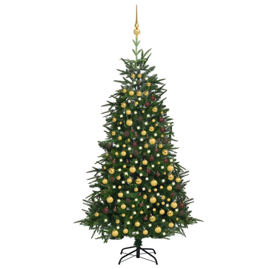 Kunstkerstboom Met Led's En Kerstballen 240 Cm Pvc En Pe Groen