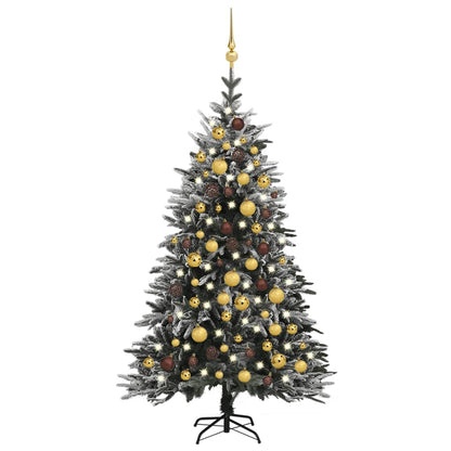 Kunstkerstboom Met Led's, Kerstballen En Sneeuw 120 Cm Pvc Pe