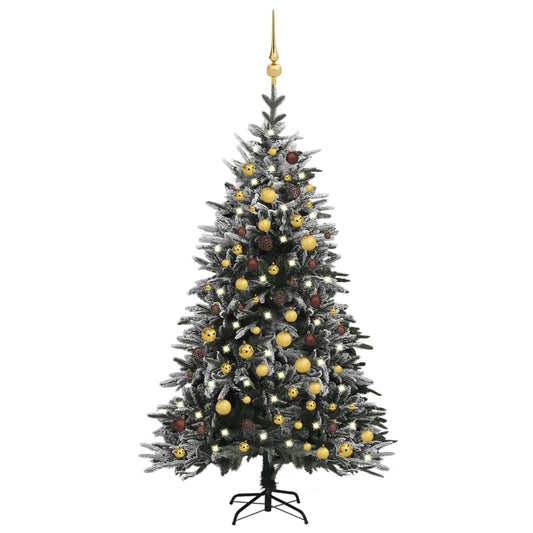 Kunstkerstboom Met Led's, Kerstballen En Sneeuw 180 Cm Pvc Pe