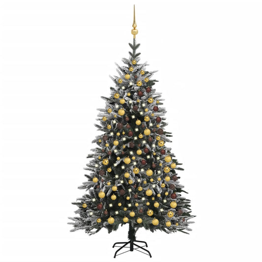 Kunstkerstboom Met Led's, Kerstballen En Sneeuw 210 Cm Pvc Pe
