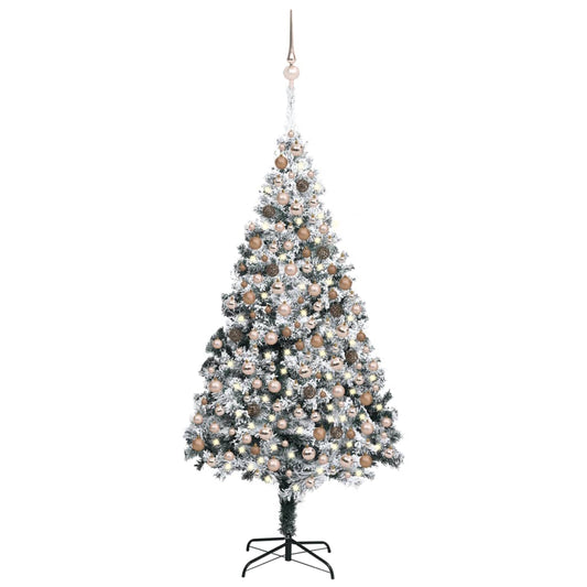 Kunstkerstboom Met Led's, Kerstballen En Sneeuw 300 Cm Groen