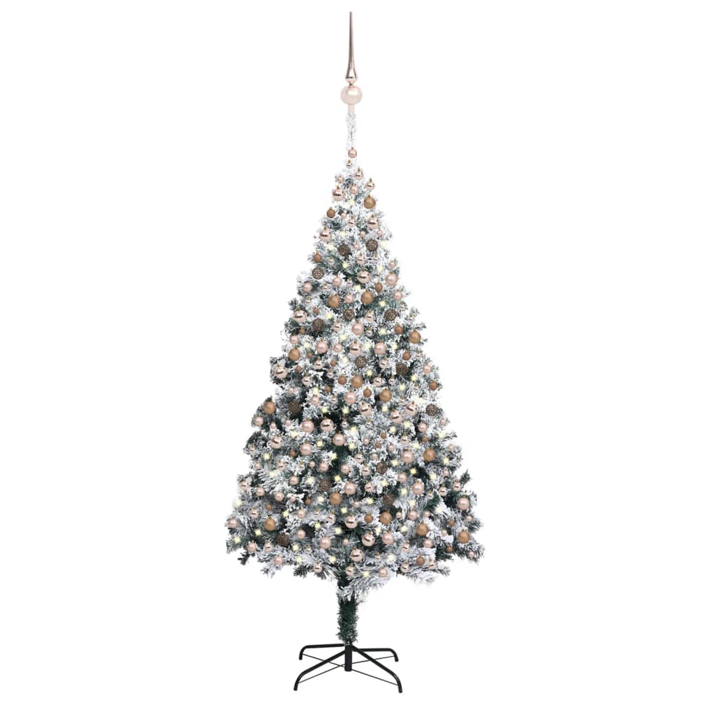 Kunstkerstboom Met Led's, Kerstballen En Sneeuw 400 Cm Groen