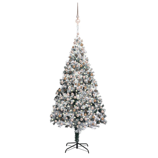 Kunstkerstboom Met Led's, Kerstballen En Sneeuw 400 Cm Groen
