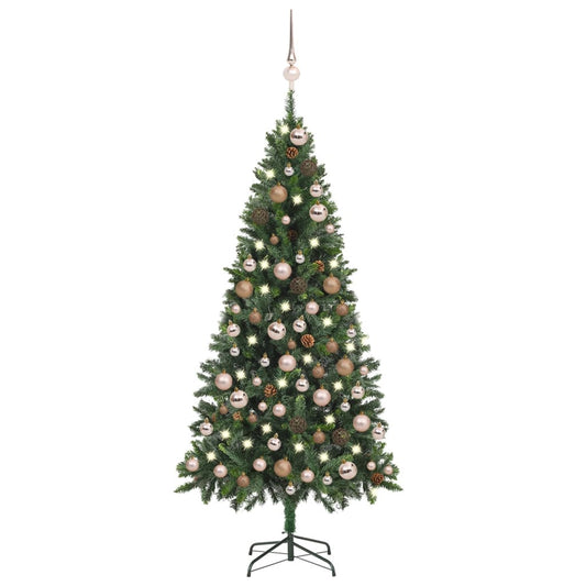 Kunstkerstboom Met Led's, Kerstballen En Dennenappels 180 Cm