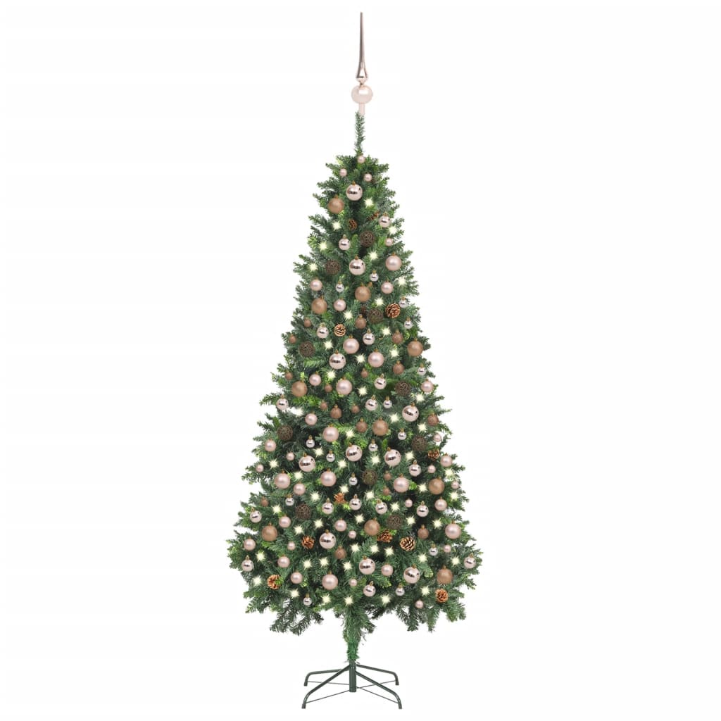 Kunstkerstboom Met Led's, Kerstballen En Dennenappels 210 Cm